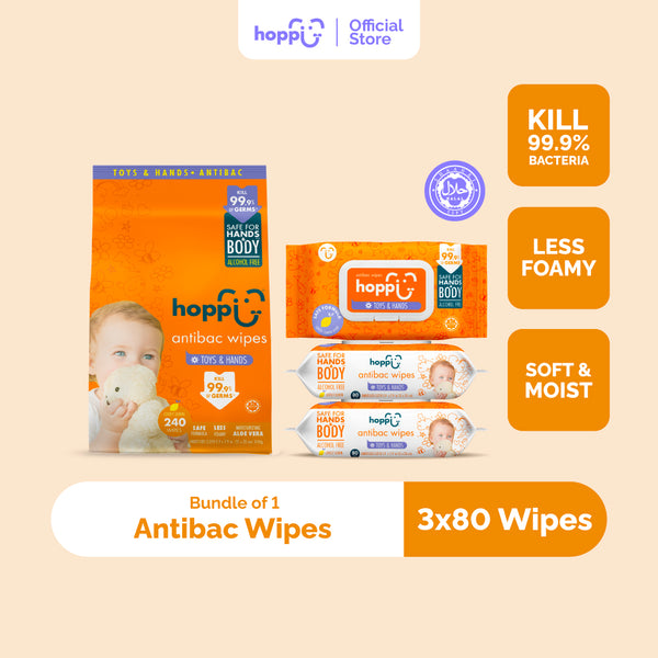 Baby Antibacterial Wipes (80 Wipes x 3 Packs)